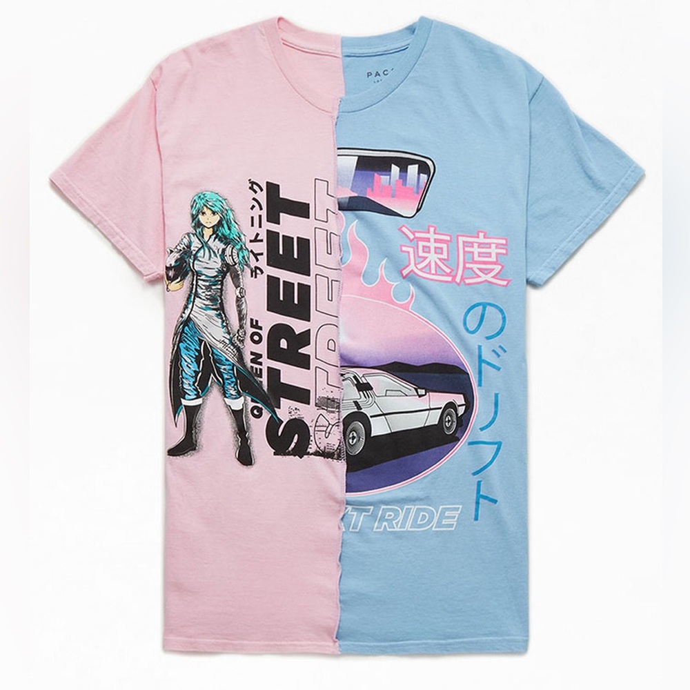 PacSun Trust the Universe “Street Ride Split” Anime Graphic Tee – Size M NWT